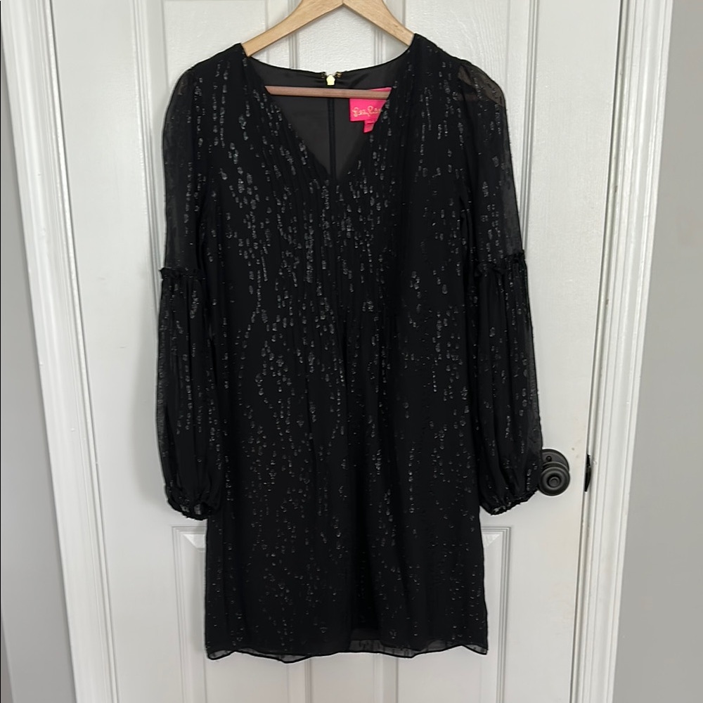 Lilly Pulitzer Black Sheer Long Sleeve Dress size 2